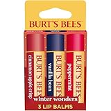 Burt's Bees Stocking Stuffers, Winter Wonders Lip Balm Set for Christmas Gifts, With Responsibily Sourced Beeswax, Natural Origin Lip Care, 3 Tubes, 0.15 oz.