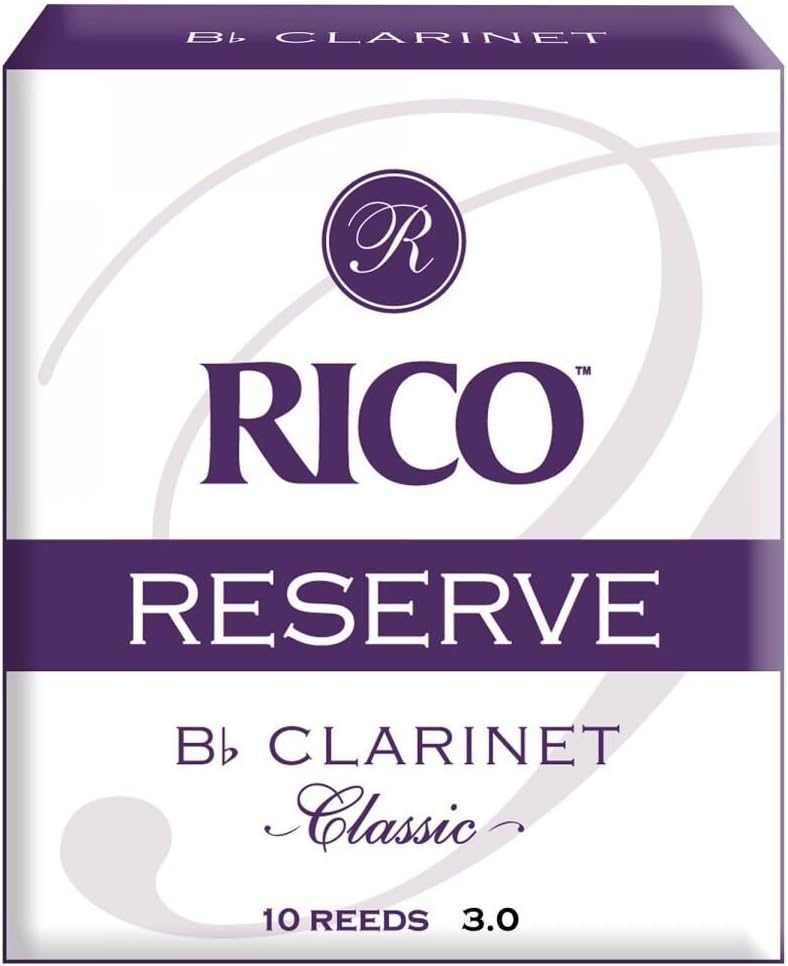 Clarinet Reed D'Addario Reserve Classic Bb Strength 3.0 Professional Quality, 10-Pack for Rich Tone and Consistent Performance - One Size
