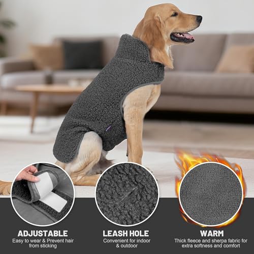Image of cyeollo Warm Dog Coat Reversible Dog Jackets for Large Dogs, Dark Gray, 3XL
