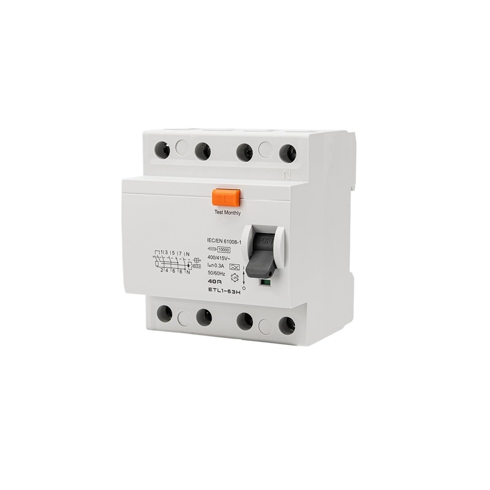 Leotnndq Etl1-63H-1N4030a 300Ma 10Ka 3P+N 4P 40A Dc 230V Electromechanic Residual Current Circuit Breaker Etl1-63H.(Etl1-63H-1N4030a)