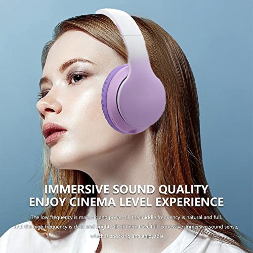 Usoun Bluetooth koptelefoon over het oor, Kids draadloze Bluetooth koptelefoon met microfoon, opvouwbare draadloze/bedrade stereo headset, Kids koptelefoon voor jongens meisjes reizen school (Paars) - Afbeelding 3