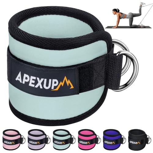 APEXUP Ankle Strap for Cable Machine, Ankle Resistance Bands, Cable Kick Back Ankle Straps for Gym, Glute Workouts, Leg Extensions, Adjustable Straps with Neoprene Padding Pastel Blue Single