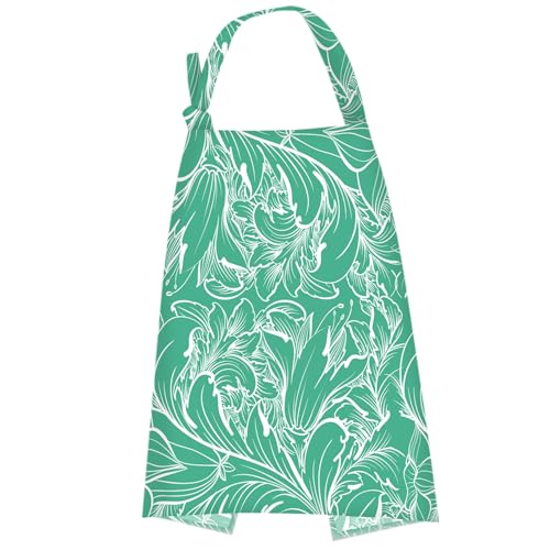 Image of UHINOOS Nursing Cover for Mom Breastfeeding, Baby Privacy Nursing Covers Up Breathable Cotton with Ajustable Hoop for Mother (Green)