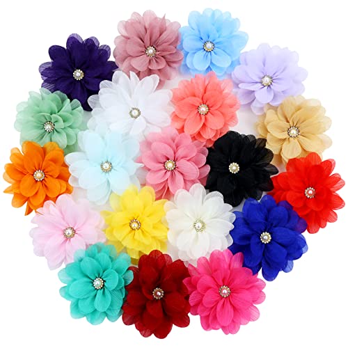 Insowni 20 Pack 9Cm /3.5 Inch Chiffon Flower Alligator Hair Clips Lined Duckbill Barrettes Hair Flower Bow Mexican Floral Hair Pins Accessories For Baby Girls Toddlers Kids Teens Women cover