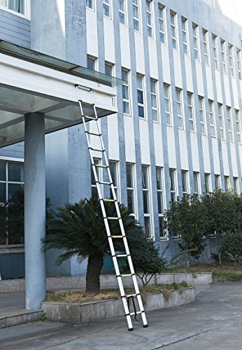 Good Life 15.5FT Telescopic EN131 Professional Folding Aluminum Multi Purpose Telescoping Ladder Extension Ladder with Spring Loaded Locking HMI023