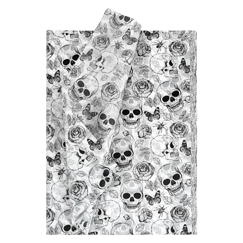 Bobobag 100 sheets Halloween Tissue Paper for Gift Bags 14X20 Tissue Paper Skull &Rose Various Designs for Halloween Art Deco.