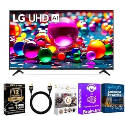 LG 55 Inch Class UA77 Series LED AI 4K Smart webOS TV (2025 Model) + HDMI Cable + 12 Month CPS Warranty + Streaming Bundle – HDR10, ThinQ AI, Wi-Fi 6, Voice Control, Slim Design (55 inch)