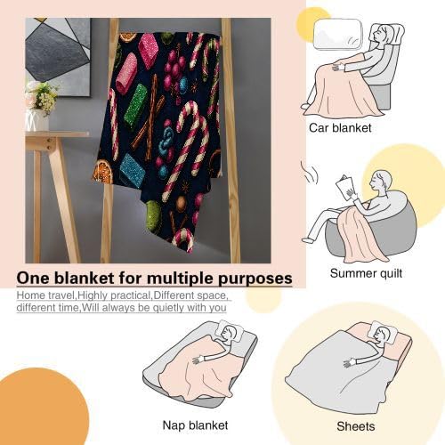 Manta Polar 220 x 240 Dulces Coloridos, Mantas para Cama 105 de Franela Cálida y Cómoda para Niños y Adultos, Mantitas para Sofá Reversible para Cubre Sofa Colchas, Fácil de cuidar