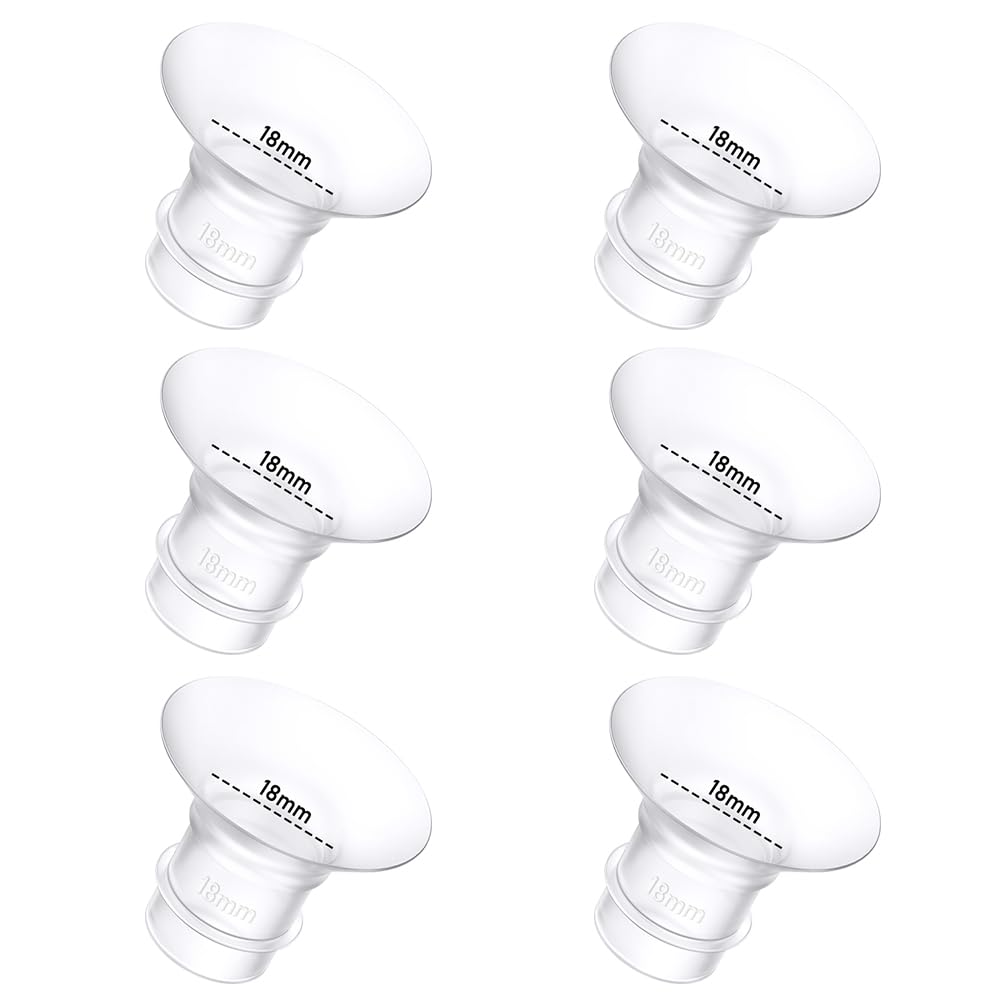 6Pcs Breast Pump Flange Insert 18mm Compatible with Momcozy/Spectra/Medela/eufy/Elvie/Lansinoh/Paruu P10 Breast Pump, Fit for Momcozy M5/M9/M6/V2 Pro/