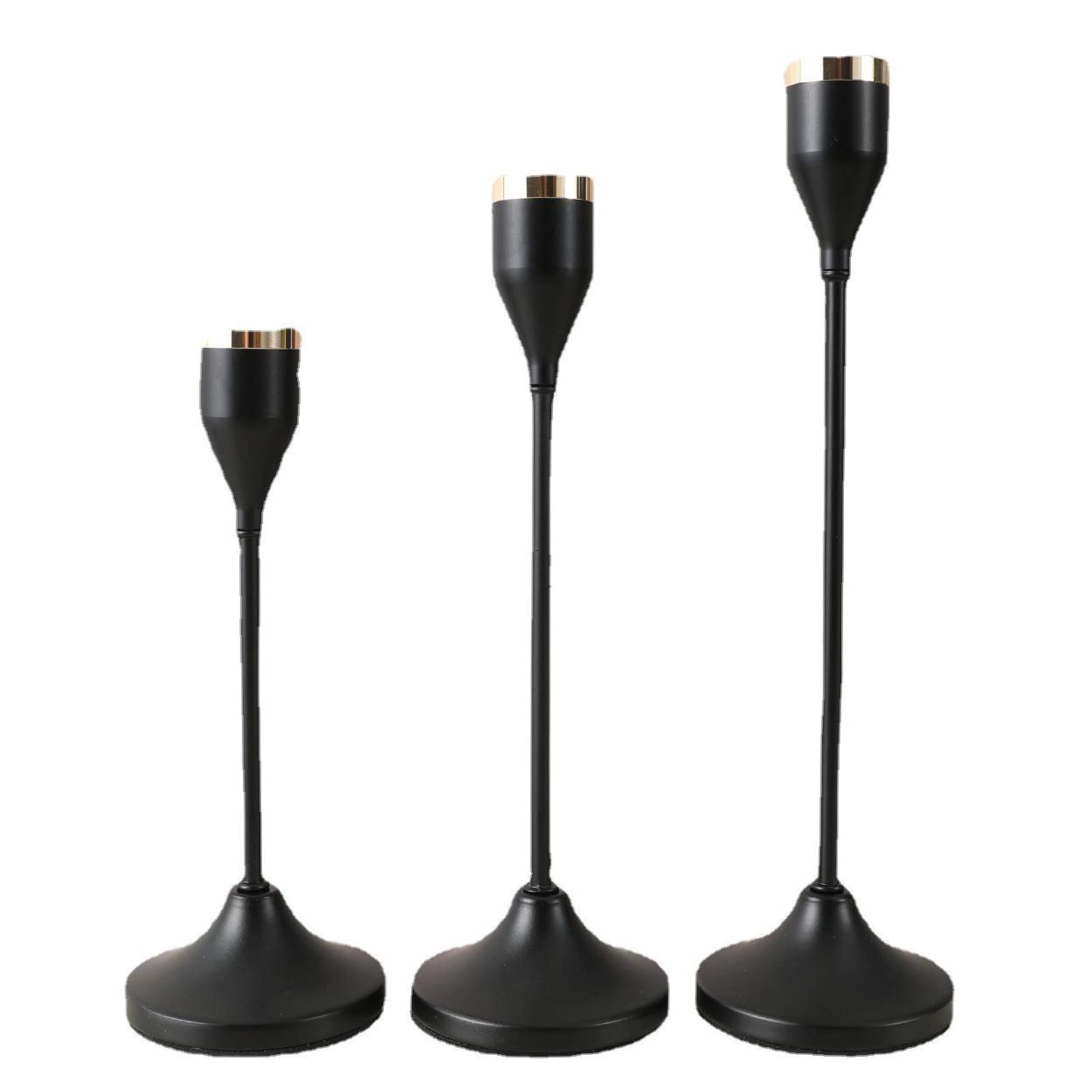 3-Teiliges Bodenkerzenhalter-Set, Metall-Retro-Eisen-Art-Kerzenständer, Kerzenständer Für Tischdekoration, Hochzeit, Weihnachten, Heimdekoration,Schwarz