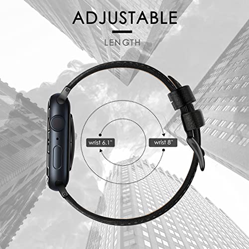 Image of Eyamumo Genuine Leather Bands Compatible for Apple Watch Band 42mm 44mm 45mm Men Women, Top Grain Soft Vintage Genuine Leather Replacement Strap Compatible with Apple Watch Series 9 8 7 6 5 4 3 2 1 SE