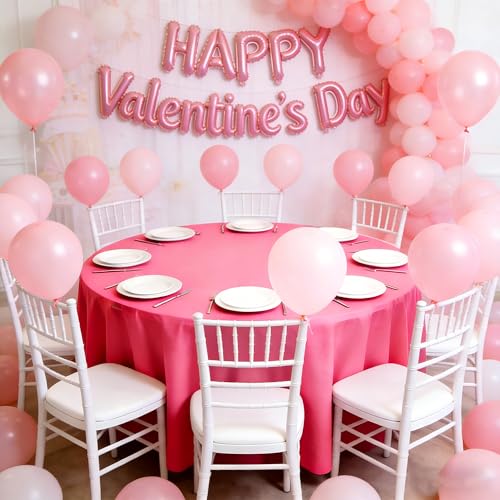 MEILINJIAN 12Pcs Valentines Day Tablecloth Plastic,Disposable Red Pink Table Cloth Round Table Covers for Galentines Valentine's Day Baby Shower Party Decoration,84Inch by MEILINJIAN - Image 5
