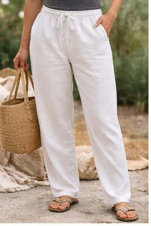Image of Women Drawstring Waist Pants Casual Fit |Solid Pattern | Bottom Wear
