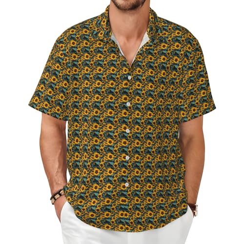 Chemise tournesols pour homme à manches courtes imprimée et légère