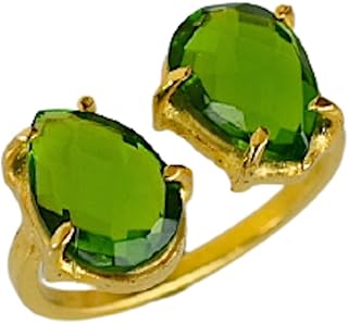 Veracity Jewelry Peridot Rings For Women - 18K Gold Plated August Birthstone Peridot Rings For Girls - Green Gemstone Rings Jewelry - Fashion Statement Designer Handmade Jewelry Gift for Mom / Friends - VR-269