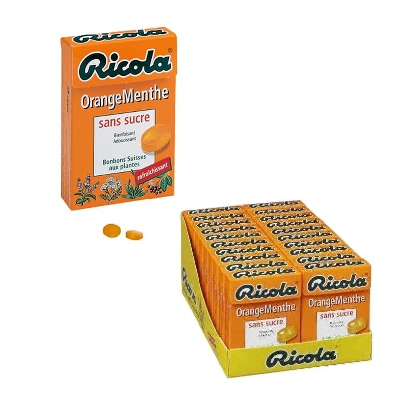 RICOLA Sans Sucre Orange Menthe pastilles rafraîchissantes pour la gorge