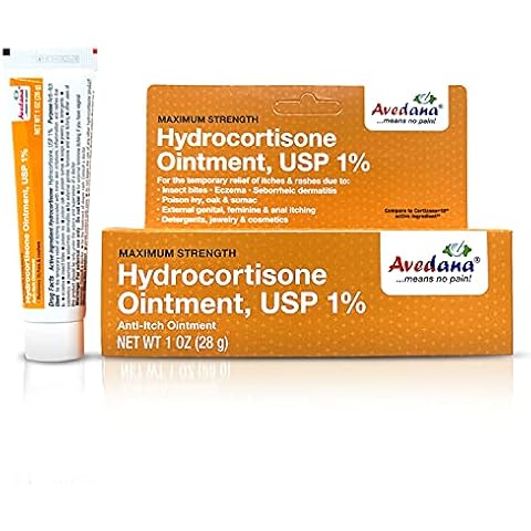 AVEDANA Hydrocortisone Ointment | 1oz Hydrocortisone Ointment with 1 Percent USP – Maximum Strength Cortisone Ointment | Fast Relief Anti Itch Ointment | Soothing and Calming Waterproof Formula Cover