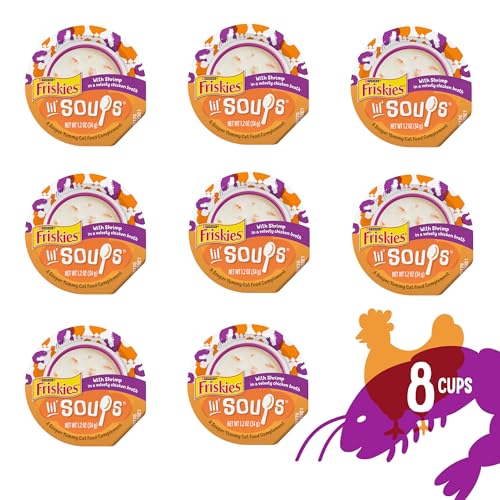Purina Friskies Lil Soups Cat Food Topper, Shrimp, 8 Count, 1.2 oz Cups - image 3