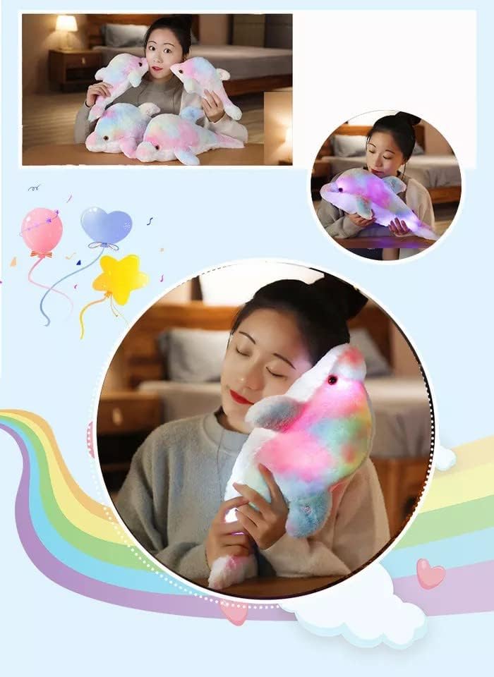 Image of RVA Soft Toys for Girl Dolphin Plush Pillow Rainbow Cute Lovely Cartoon Character Lovable Huggable Stuffed Plush Toy for Best Gift for Infants, Toddlers & Babies (Size 35 cm)