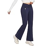 baleaf Women\'s Fleece Lined Winter Pants Thermal Warm Water Resistant Crossover Flare Legging Outdoor Bootcut High Waist Waterproof Hiking Navy XS