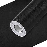17.7' X 118' Black Contact Paper, Black Wallpaper Peel and Stick, Matte Textured Self Adhesive...