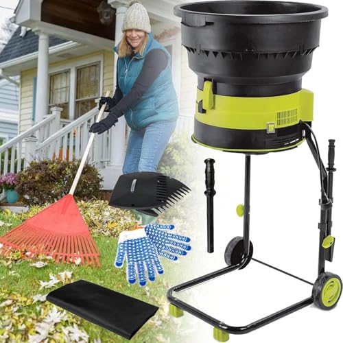 Broyeur de Végétaux 2500W Électrique - Système sans Lame pour Sécurité - Broyeur à Compost et Paillis - Débit 209L/min - Facile à Déplacer avec Roues - Idéal pour Nettoyage de Jardin (Power Cord×20m)