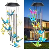 Zawino Solar Wind Chimes for Outside, Butterfly Windchimes with Music Metal Tubes, 7 Colors Changing