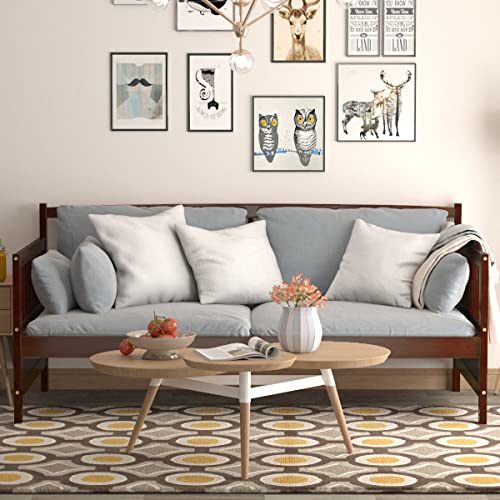 Komfott Wood Daybed Frame Twin Size, Sofa Day Bed Frame With Wooden Slats Support, No Box Spring Needed, Twin Daybed Frame For Bedroom Living Guest Room, Cherry #TOP1
