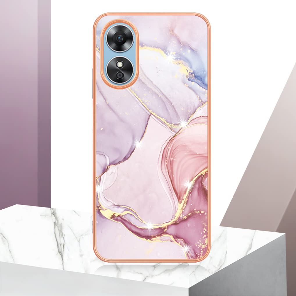 SEAHAI Cover per Oppo A17 / Oppo A17K Cover, Ultra Sottile Custodia in TPU a Gradiente Colori, Trasparente Silicone Morbido Case Antiurto Cover, Rosa/Viola