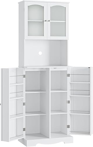 Miniatura 7 de HOSTACK Armario de despensa de 71 pulgadas, armario alto de almacenamiento de despensa de cocina con soporte para microondas, gabinete de cocina