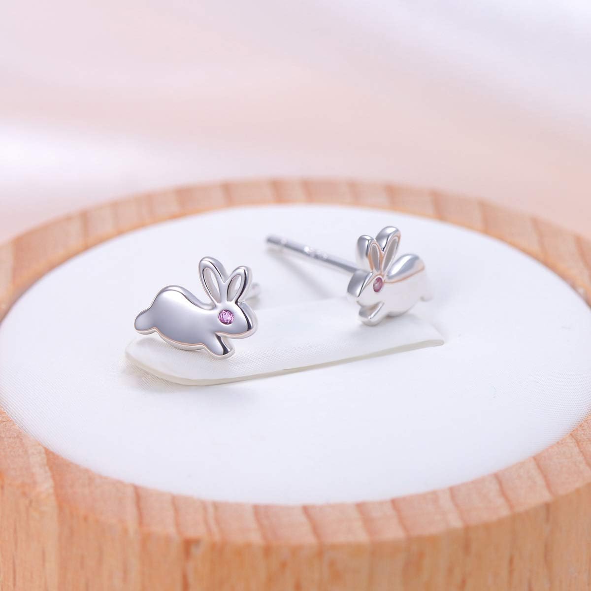 Flyow 925 Sterling Silver Hypoallergenic Cute Animal Earring Rabbit Stud Earrings for Women Teens Girls (Tiny Rabbit) - Image 5