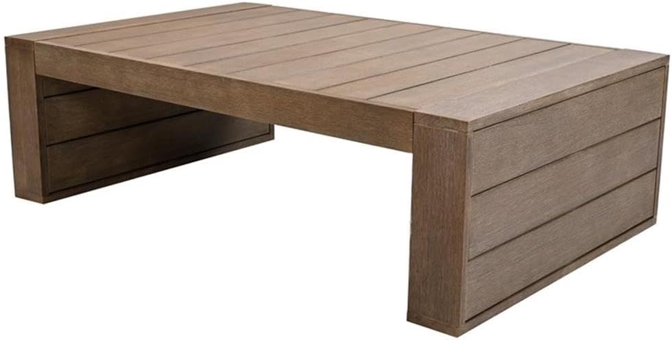 Pemberly Row Eucalyptus Wood Patio Coffee Table, 45.7 in x 29.1 in x 14.2 in, Natural Finish, Spacious Top for Drinks or Decor, Rustic Outdoor Table for Patio, Garden, Deck or Coastal Seating Area