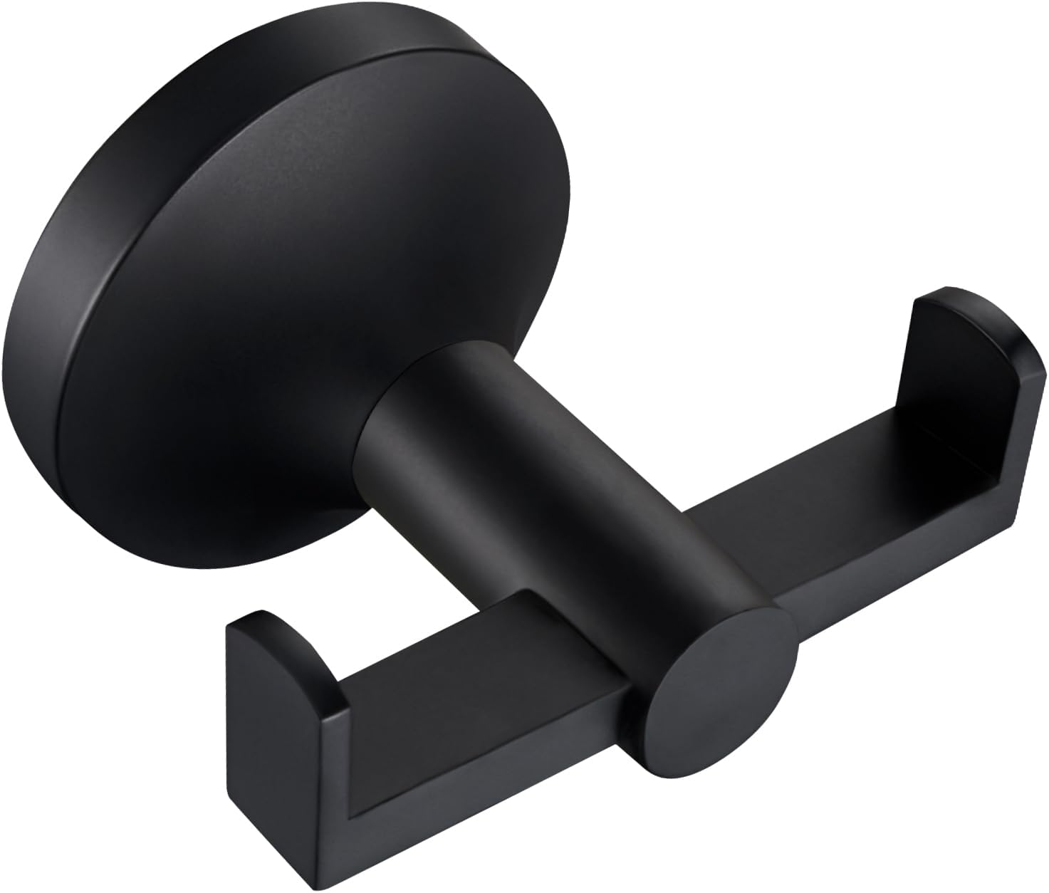 APLusee Black Double Towel Hook for Bathroom, SUS 304 Stainless Steel Robe Coat Wall Hook Bath Towel Holder, Modern Matte Black