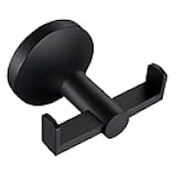 APLusee Black Double Towel Hook for Bathroom, SUS 304 Stainless Steel Robe Coat Wall Hook Bath Towel Holder, Modern Matte Black