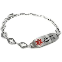 Ladies Medical Alert Bracelet with Engraving - 316L 6mm Steel Cross