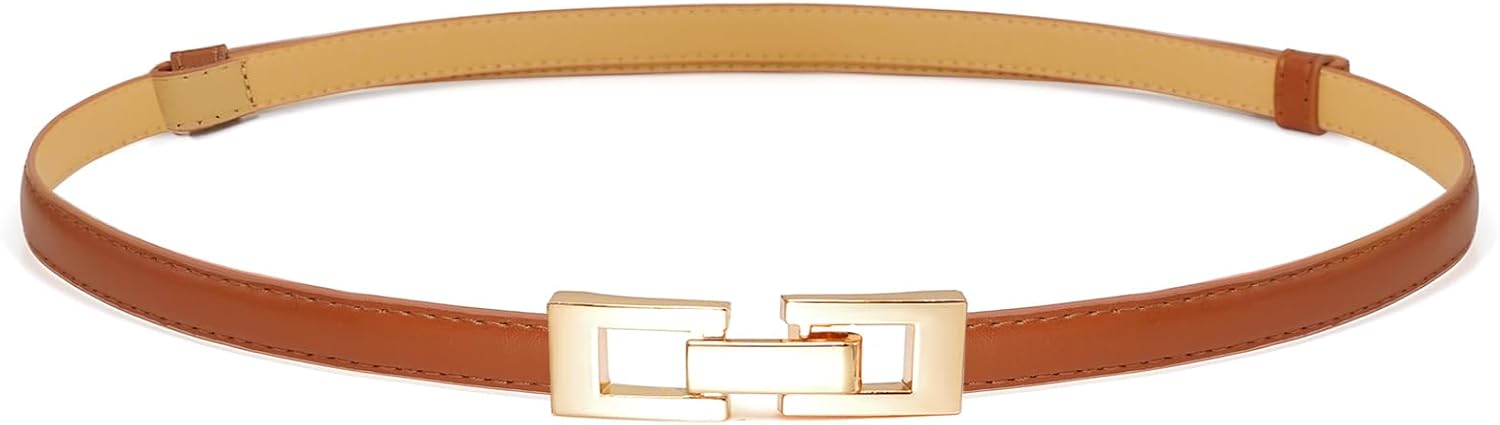 Skinny Belts for Women Thin PU Leather Waist Belt for Dresses