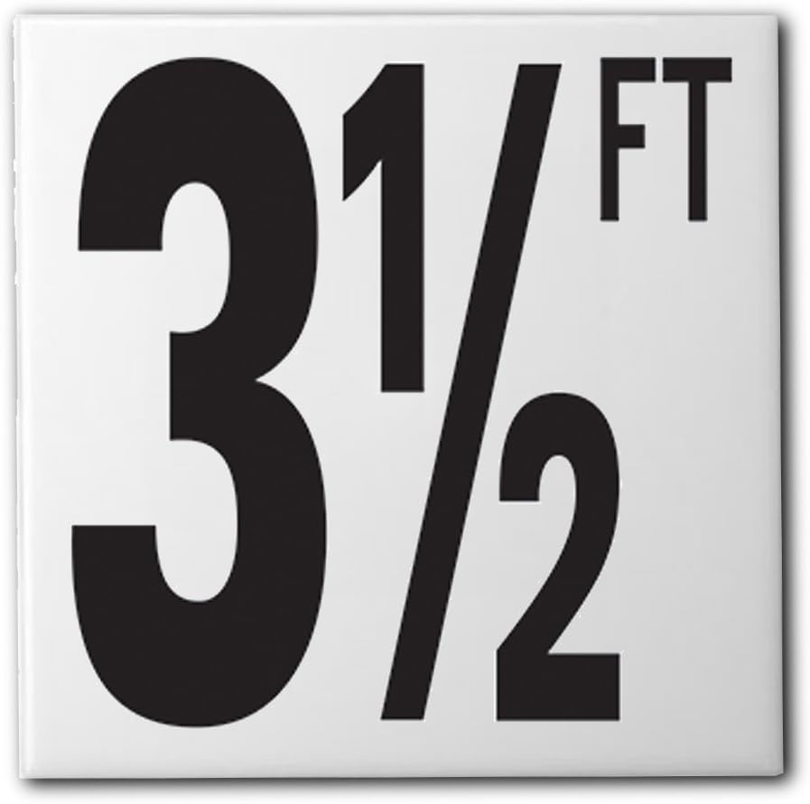 Aquatic Custom Tile Ceramic Swimming Pool Waterline Depth Marker "3 1/2 FT" Smooth Finish, 5 inch Font