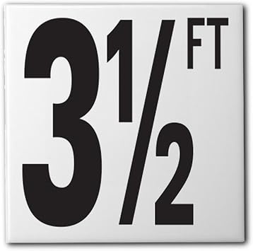 Ceramic Swimming Pool Waterline Depth Marker "3 1/2 FT" Smooth Finish, 5 inch Font