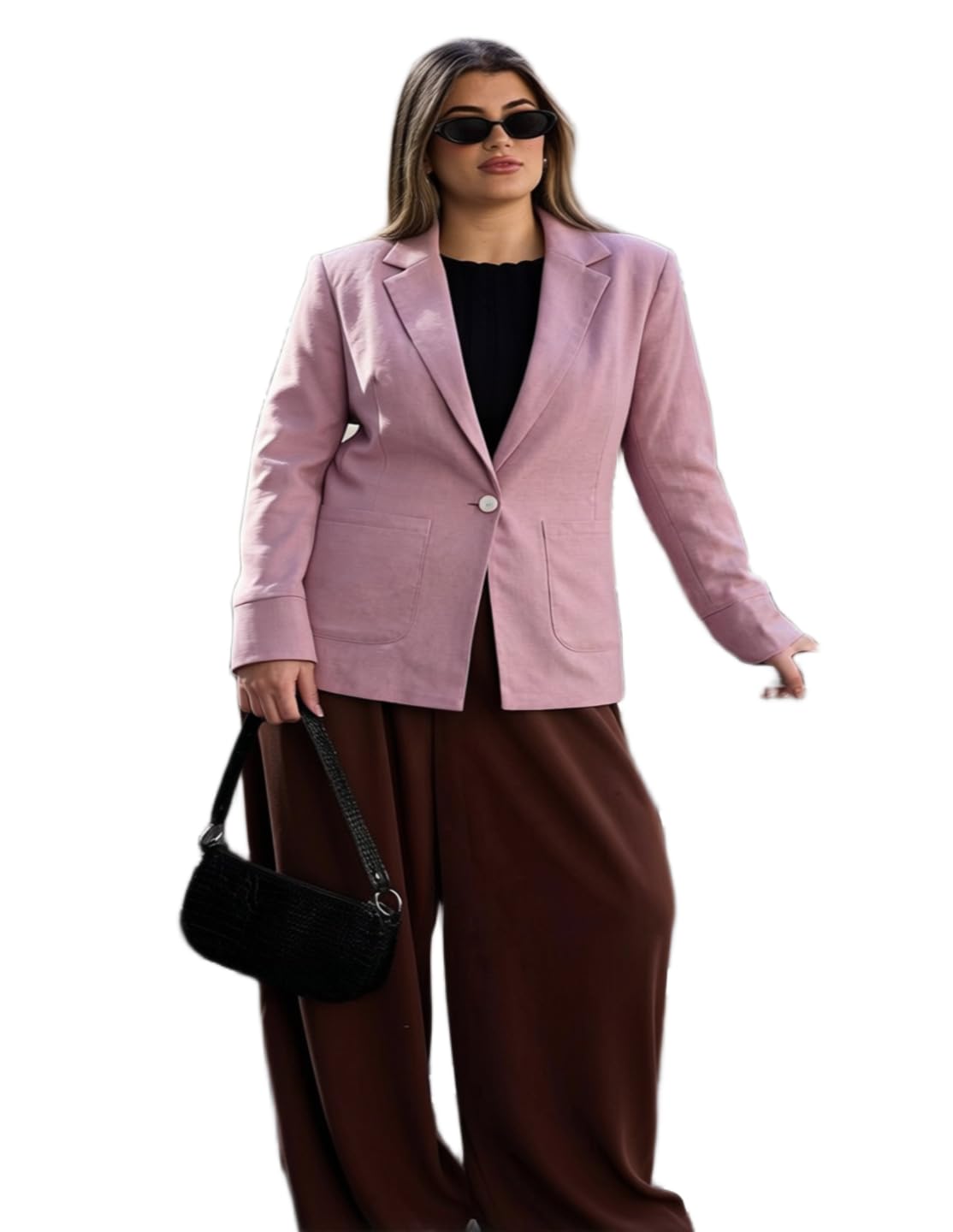 maykr Plus Size Women Lavender Blazer Smart Fit Open Front Work Office Jacket 2XL to 5XL-picture-12