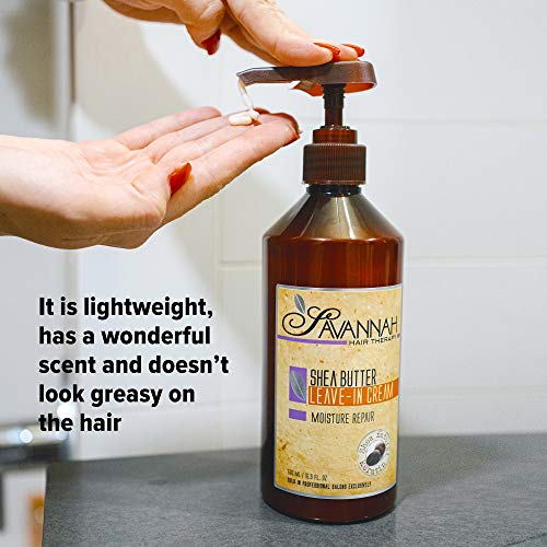 Savannah Hair Therapy Leave In Cream – Leave In Conditioner For Dry Damaged Or Color Treated Hair With Shea Butter, 16.9 Oz Cotton And Silk Protein, Vitamin B6- Sulfate Free Moisture Repair Treatment #TOP2