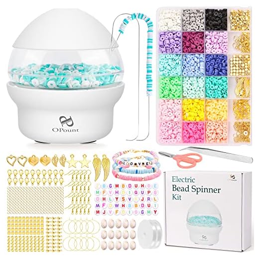 PP OPOUNT Electric Bead Spinner with Clay Beads, Bead Spinner for Clay Beads, Fast Beading Clay Bead Spinner Machine for DIY Jewelry Making, Bracelets, Necklaces (Patent Product)