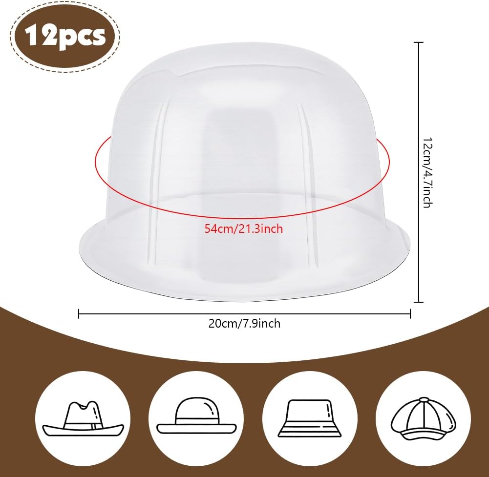PH PandaHall 12 PCS Clear Plastic Hat Shaper 7.8 inch Round Display Stand Organizer Rack Storage Hat Holder Display Organizer Racks for Cowboy Closet Truck Storage Home Boutique Retail Store