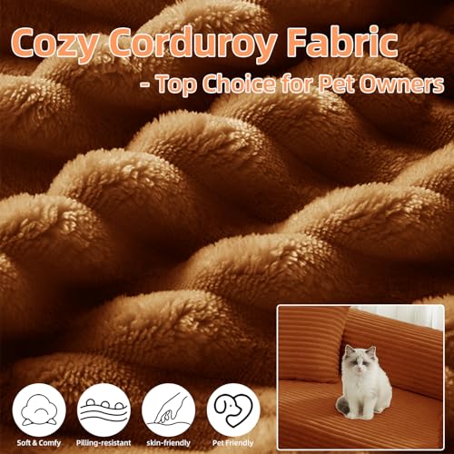 Image of Convertible Futon Sofa Bed, Fold Out Floor Sofa Couch with Sleeper Sofa,Folding Boneless Couches with Deep Seat,Cloud Corduroy Foldable Mattress Couch for Living Room (Orange)