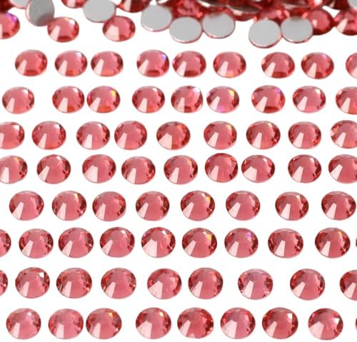 Flatback Glass Crystal Rhinestones Rounds Gems for Bedazzling Nails Art Crafts Decorations Clothes Shoes（SS16 1440pcs, Rose） image 5