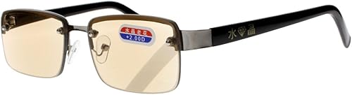 Lentes de lectura solar con lente de cristal tintado sin montura de perforación magnética (marrón, 2.5)