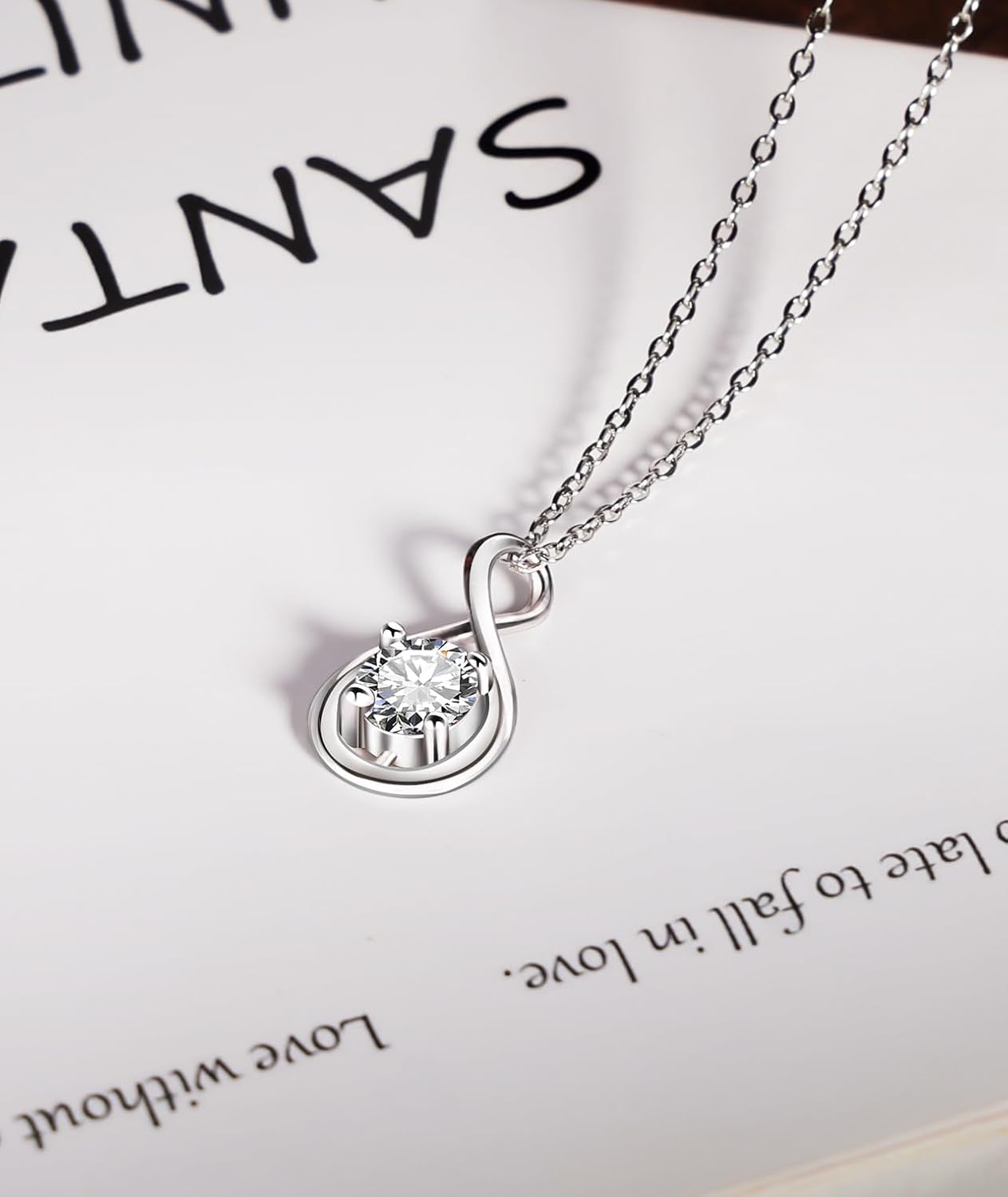 Infinity Birthstone Necklace for Women, 925 Sterling Silver Birthday Stone Pendant with Titanium Steel Chain 18", Women's Jewelry Gift for Birthday or Special Occasions - Image 6