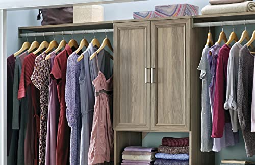 Closetmaid Suitesymphony Wood Closet Door Set Pair, Add On Accessory Shaker Style, For Storage, Clothes, For 25 In. Units, Natural Gray/Satin Nickel #TOP1