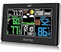 BOZYBO Weather Station Wireless Indoor Outdoor Thermometer: Digital Weather Thermometer with Atomic Clock Temperature Humidity Monitor with Calendar Adjustable Backlight and Calendar