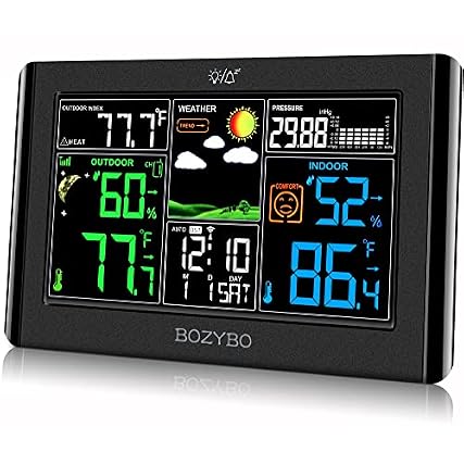 BOZYBO Weather Station Wireless Indoor Outdoor Thermometer: Digital Weather Thermometer with Atomic