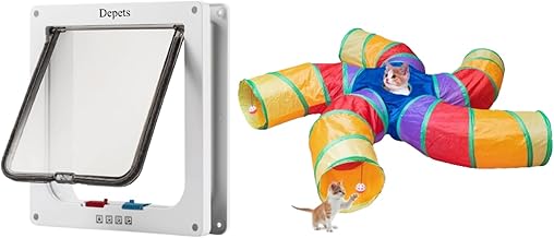 Cat Door for Interior Exterior Doors, 5 Way Cat Tunnel for Indoor Cats